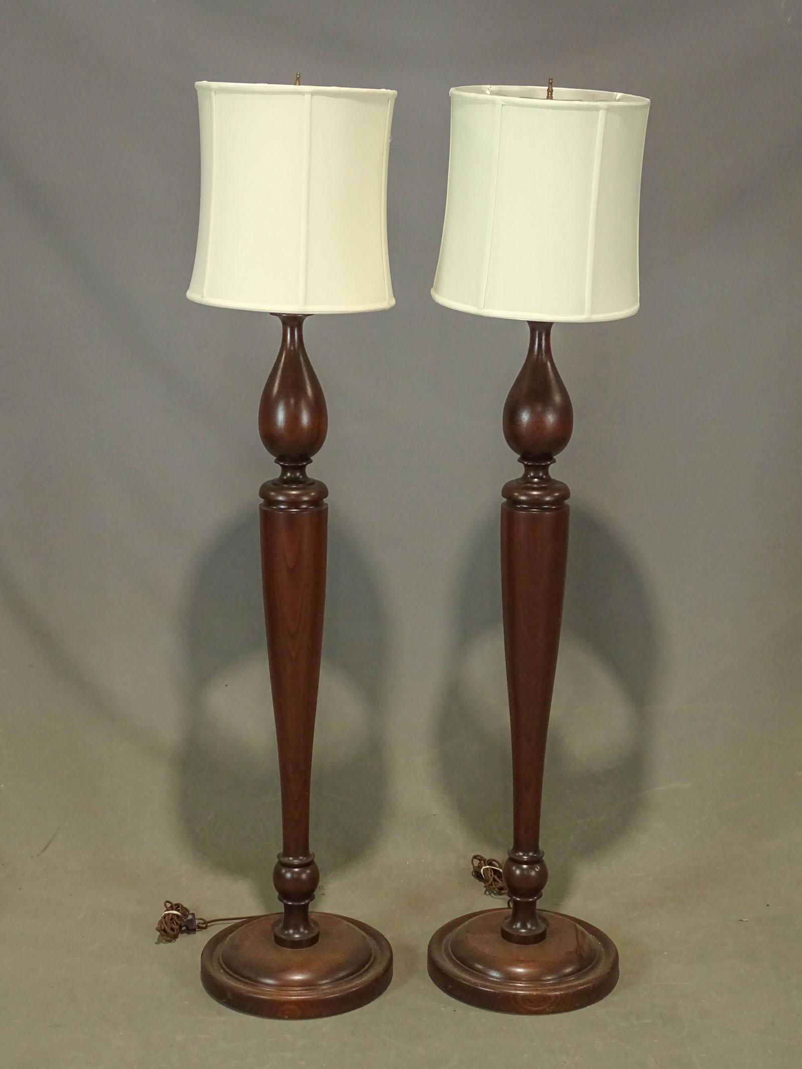 Pair Wooden Floor Lamps (1 of 2)