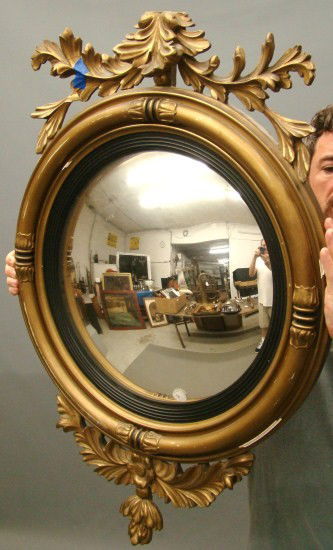 19th c. Bullseye Mirror: 19th c. Bullseye mirror. As found. 25 1/2" x 36".