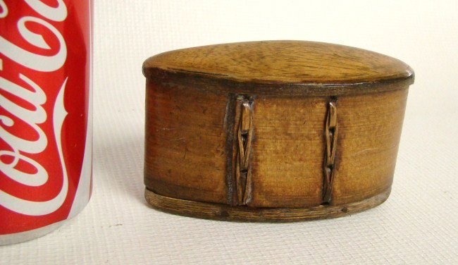 Birch Bark Box: Early birch bark box. 4" W.