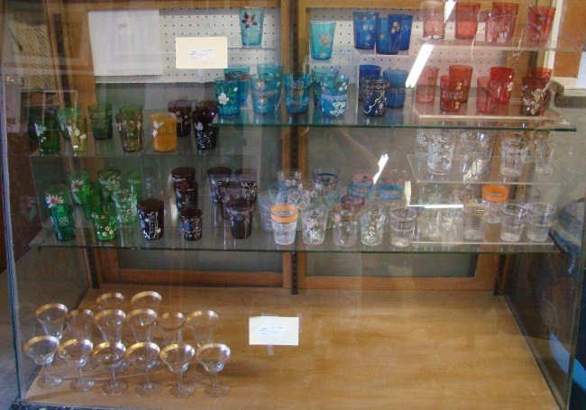 Misc. Lot: Lot over 100 19th and 20th c. painted tumblers and misc. gold rim stemware. Includes Amberina, Enamal and Ruby Glass.