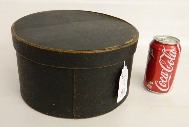 19th c. Pantry Box: 19th c. pantry box in blue paint. 10" Diameter 5 1/2" Ht.
