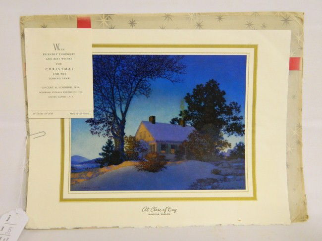 Maxfield Parrish Print: Vintage Maxfield Parrish Christmas print "At Close Of Day". Site 16" x 12".