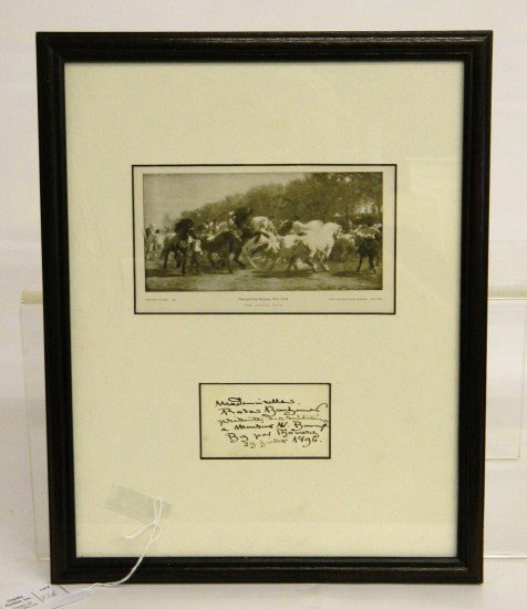 Rosa Bonheur Autograph: Rosa Bonheur autograph with small print. Dated 1896.