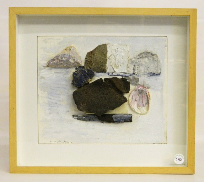 William McGee Mixed Media Painting: Mixed media painting titled "The Tides Series" dated 1996 Provincetown Mass. William Douglas McGee (New York 1925-1999). Site 10" x 12".