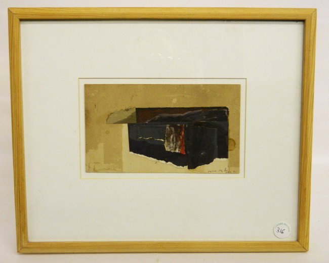 William McGee Mixed Media Painting: Mixed media painting titled "The Roman Wall" dated 1990. William Douglas McGee (New York 1925-1999). Site 5 3/4" x 9 1/4".