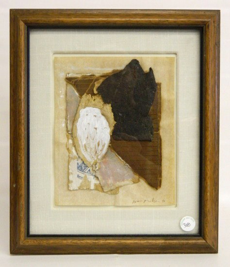 William McGee Mixed Media Painting: Mixed media painting titled "Mother Of Pearl" dated 1990. William Douglas McGee (New York 1925-1999). Site 10" x 8".