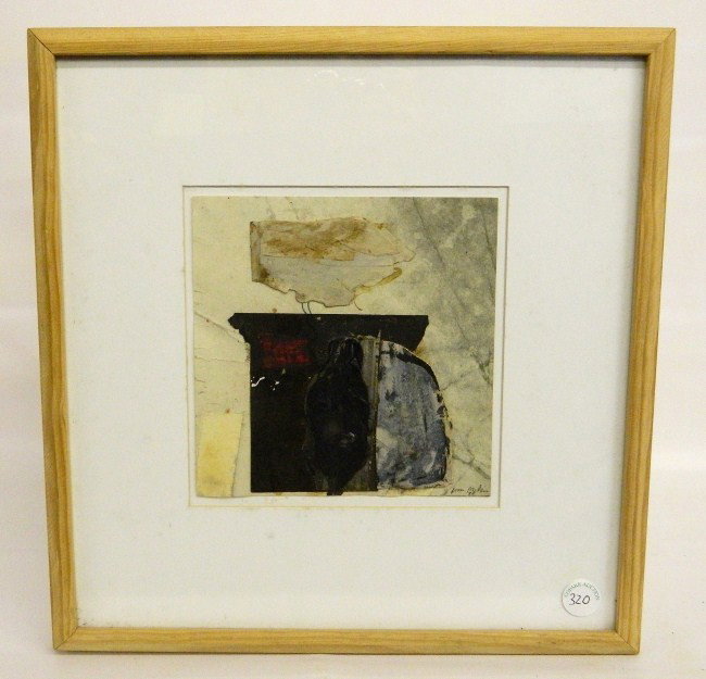 William McGee Mixed Media Painting: Mixed media painting titled "Pedestal" dated 1999. William Douglas McGee (New York 1925-1999). Site 8" x 8".