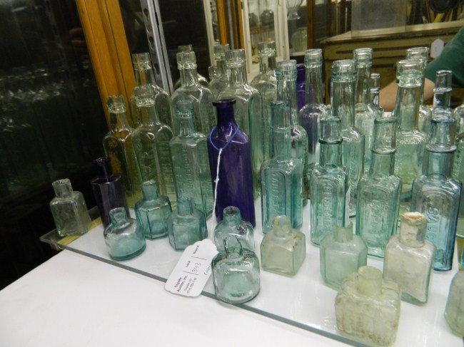 Bottle Collection: lot misc. ink bottles, pharmacy etc. 28 bottles.