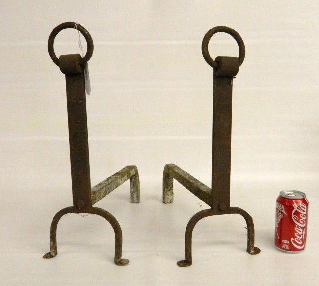 Andirons: Pair early andirons.16" Ht.