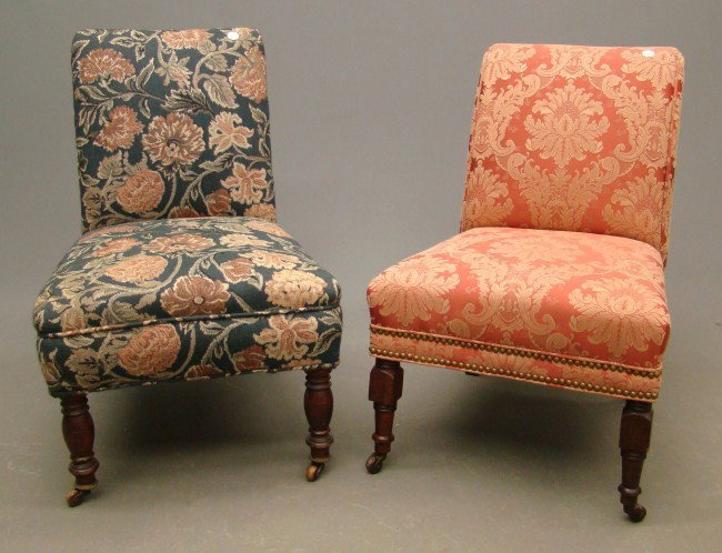 19th c. Slipper Chairs: Lot 2 dissimilar slipper chairs.