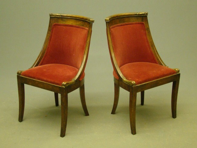Pair Bergere Chairs: Pair upholstered Bergere chairs. 16" Seat Ht. 32" Overall Ht.