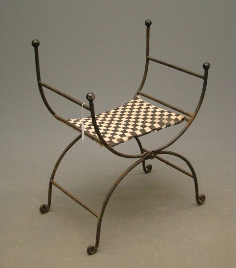 Folding Stool: Vintage folding metal stool.