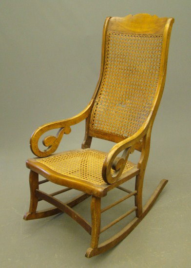 19th c. Lincoln Rocker: 19th c. cane seat and back Lincoln rocker. 18" Seat Ht. 43" Overall Ht. As found.