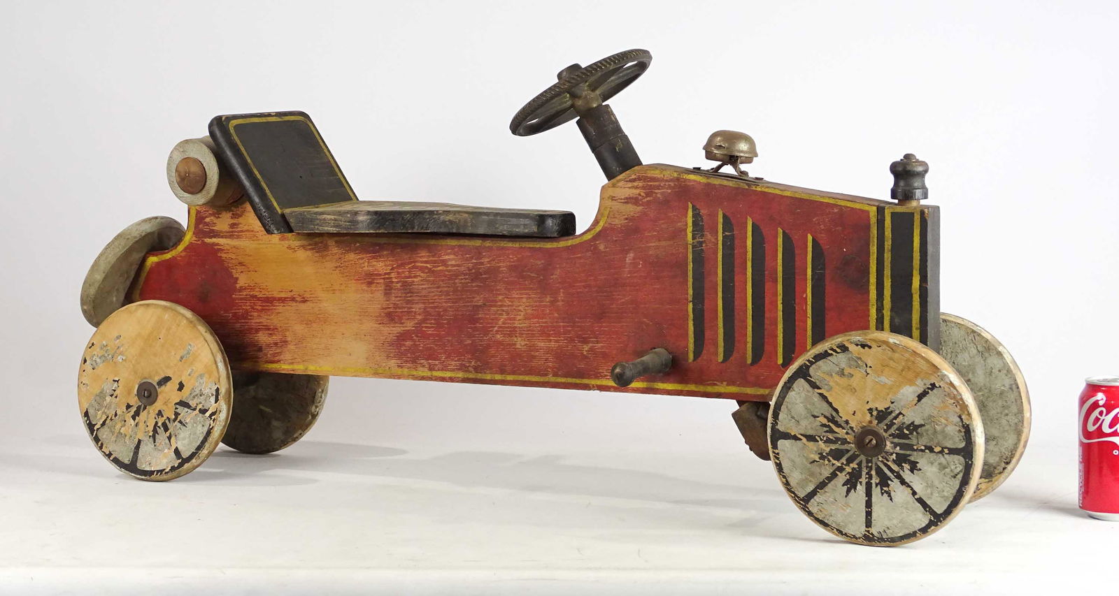 Child' "RACER" Riding Toy: Early wooden child's "RACER" riding toy. 36" L., good condition.
