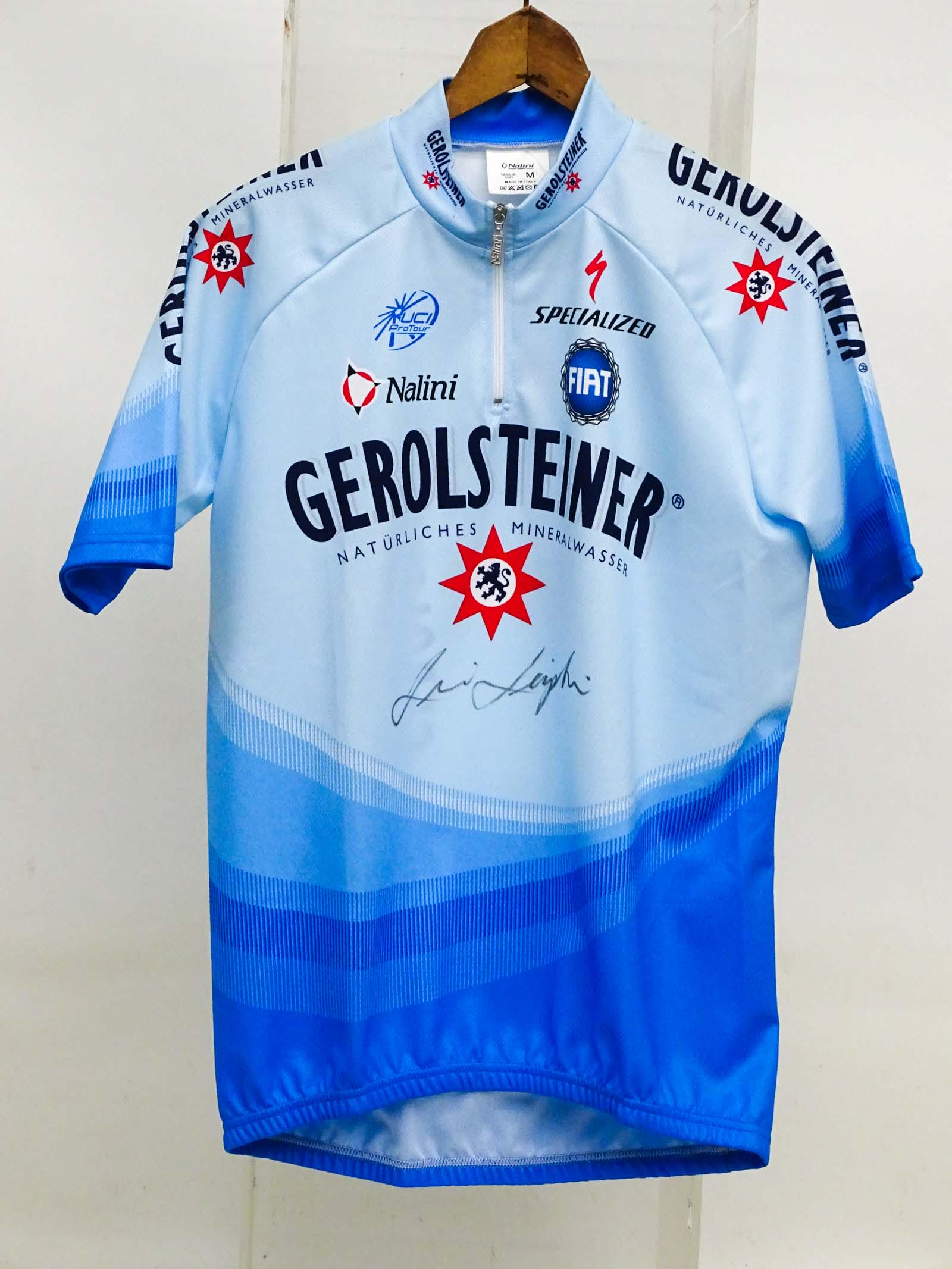 Levi Leipheimer Autographed Jersey: Levi Leipheimer autographed Gerolsteiner jersey, Olympic Medallist, two National Championships. Good condition.