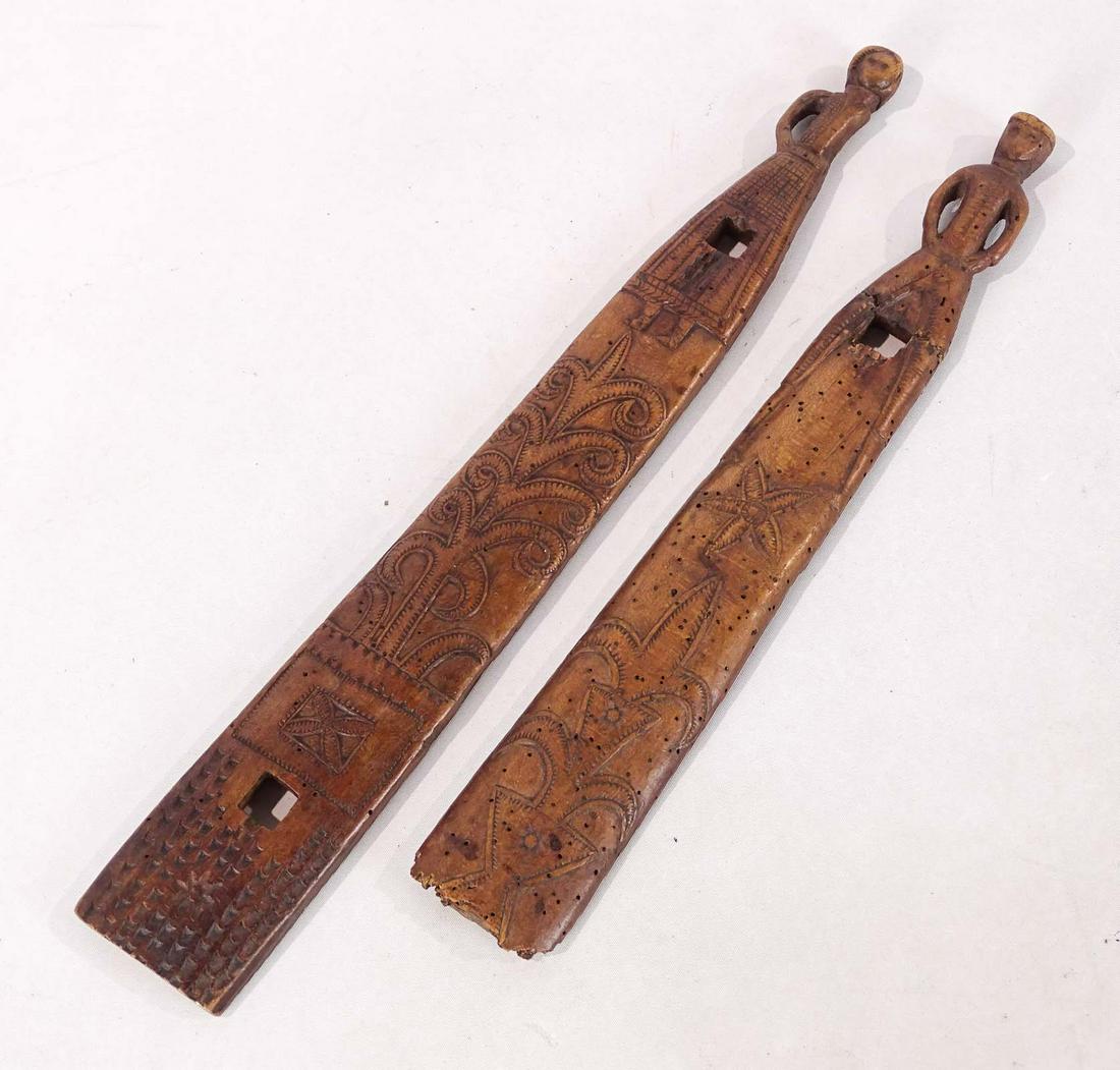 Two European Busks: Two 19th c. Beech European stay busks. Longest 17 1/4" L..