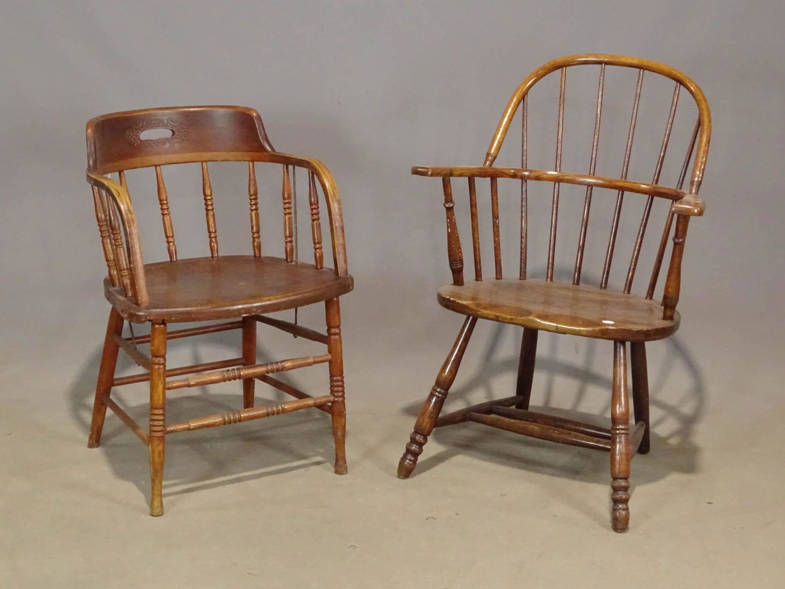 Windsor Chairs: Two different C. 1900's Windsor chairs.