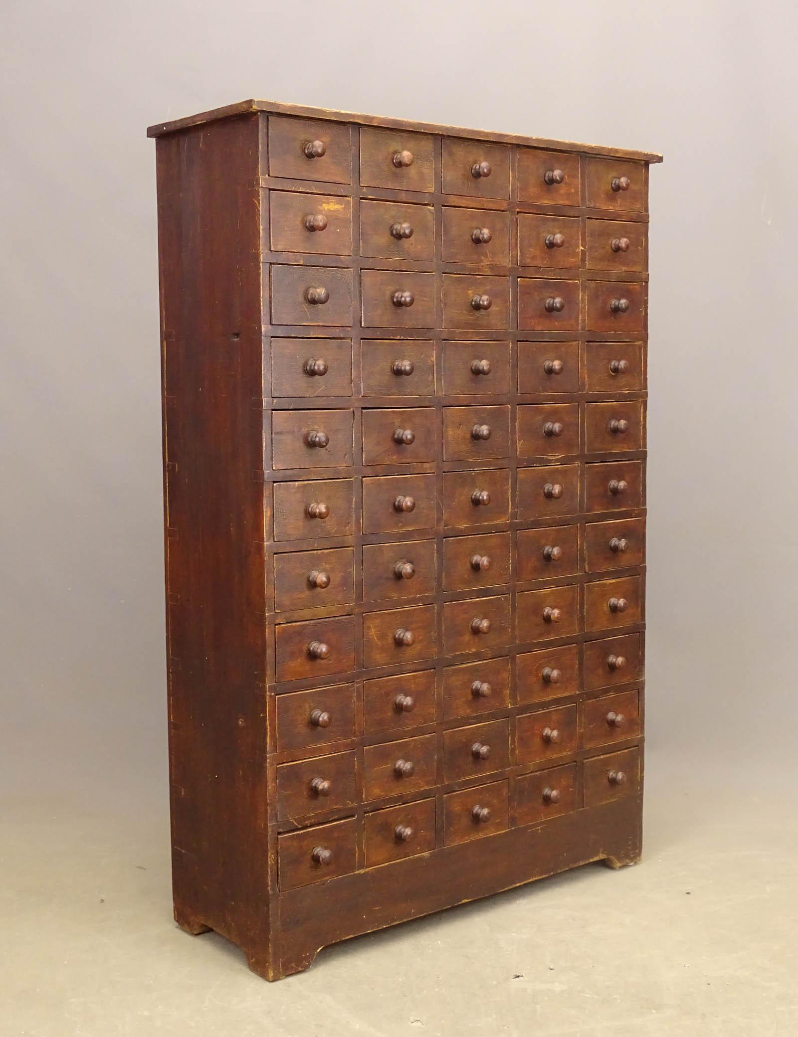 Apothecary Cabinet: Apothecary cabinet. 35 1/2" x 13" x 54". Property of The Barbara Packer, Estate, Germantown N.Y. and N.Y.C..