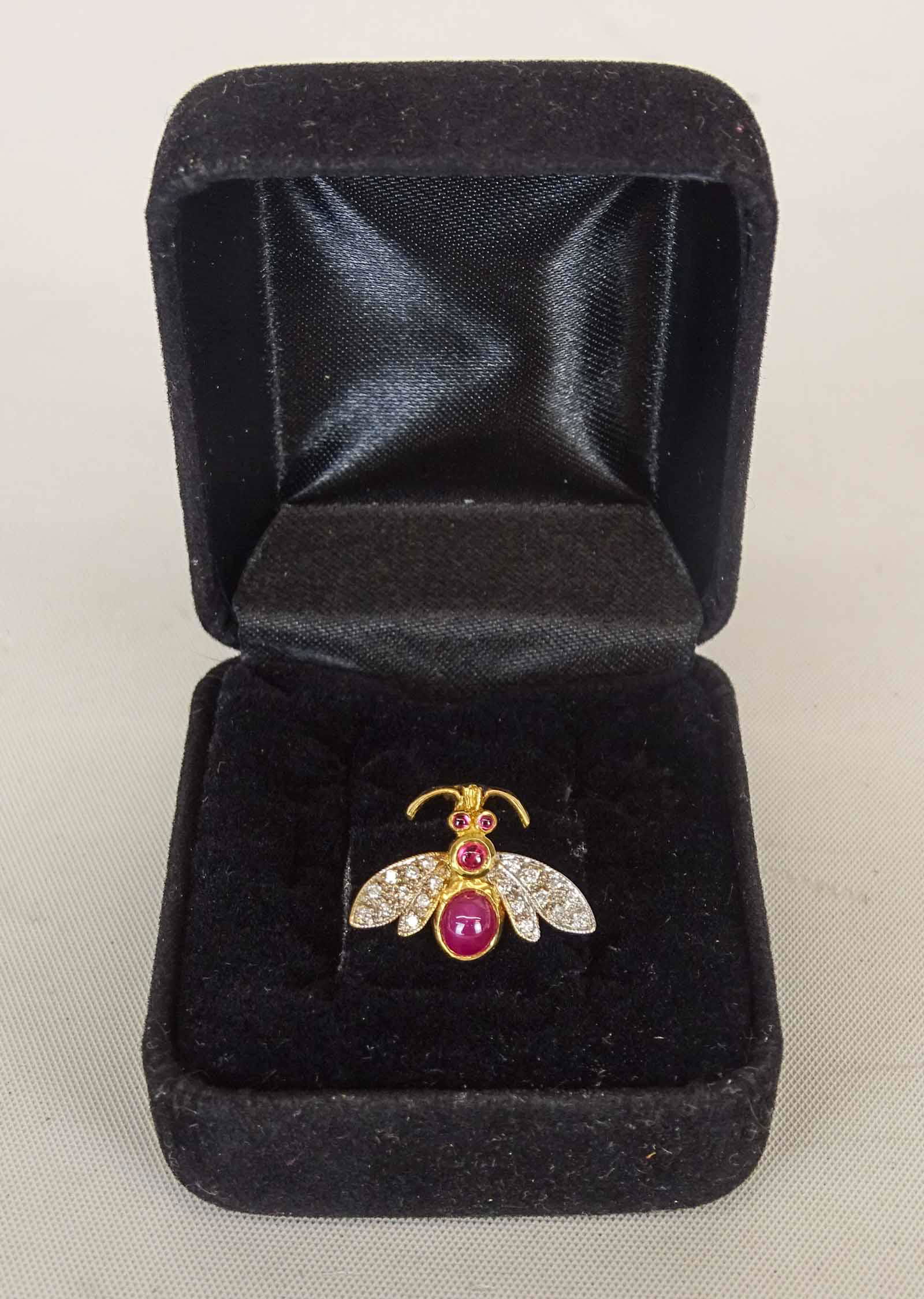 18 Karat Gold, Ruby, Diamond Pin (1 of 4)