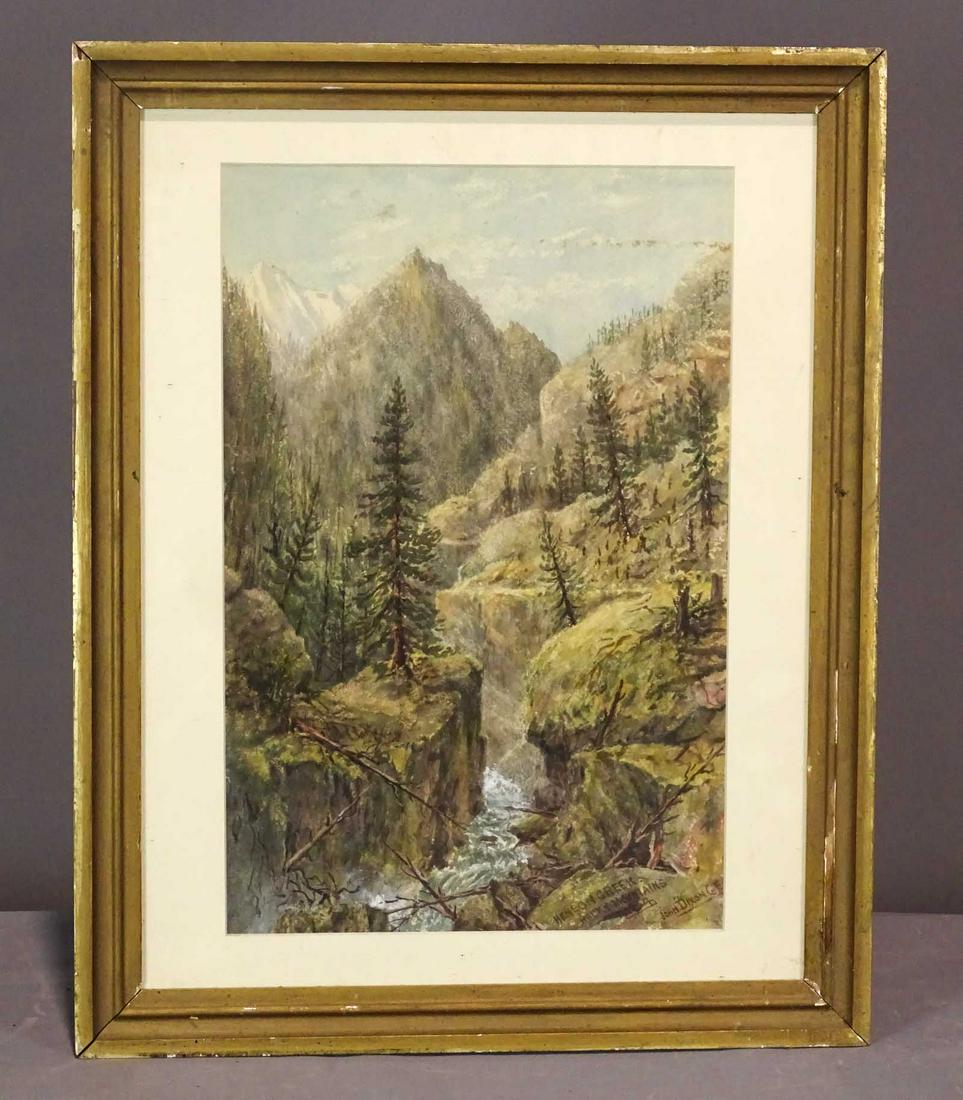 John Dixon (19th Century): John Dixon (19th Century), watercolor, marked "Henson Creek Rocky Mountains 1884". Signed LRC. Sight 19" x 12 1/2", overall 25" x 20".