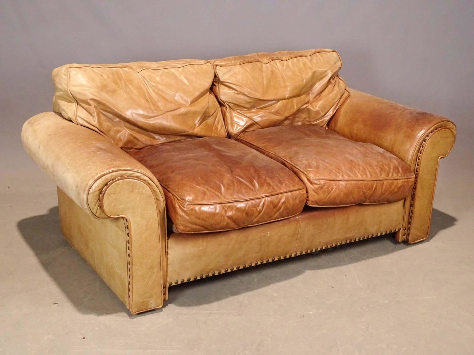 Leather Sofa: Leather sofa. 68" W..
