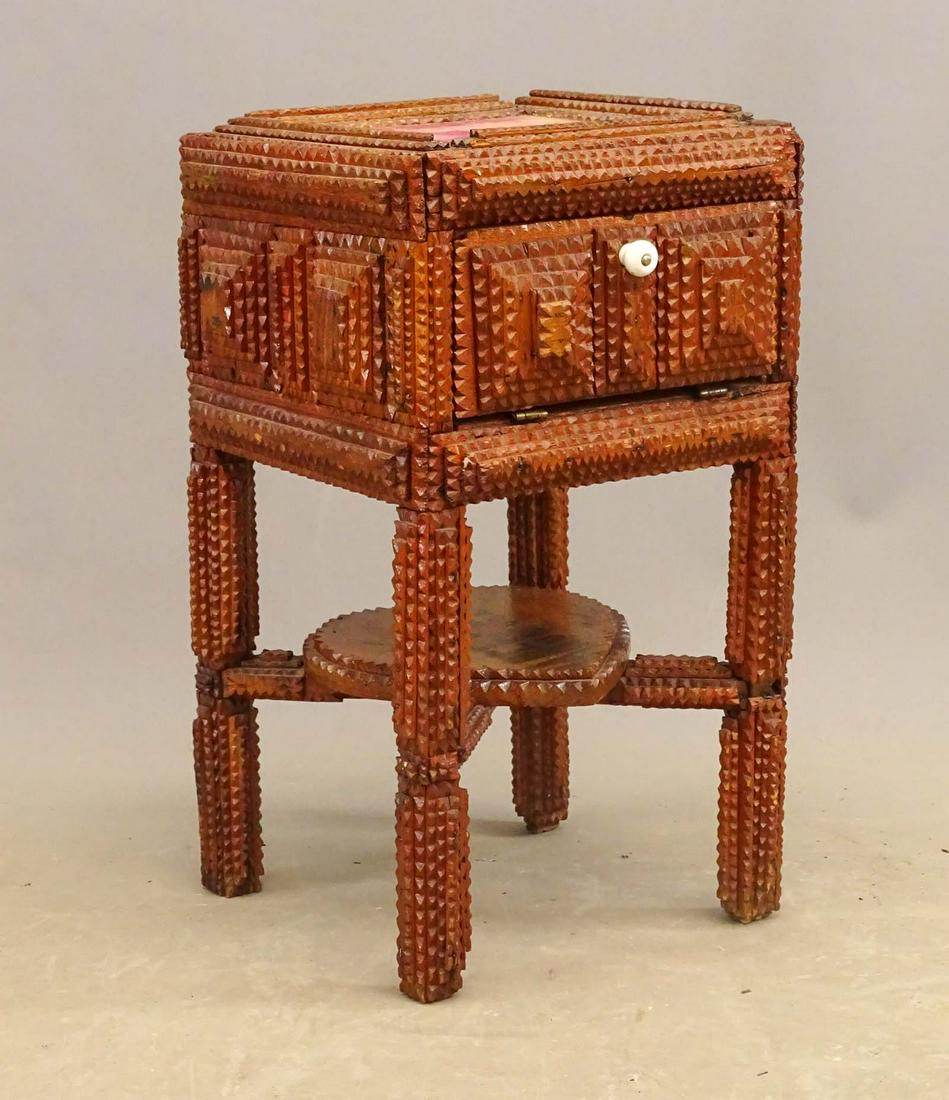 Tramp Art Smoking Cabinet (1 of 6)