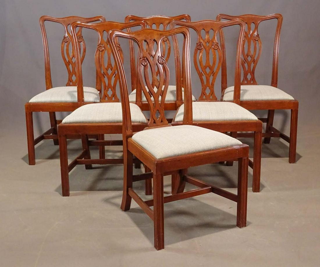 Set of (6) Chippendale Style Chairs (1 of 6)