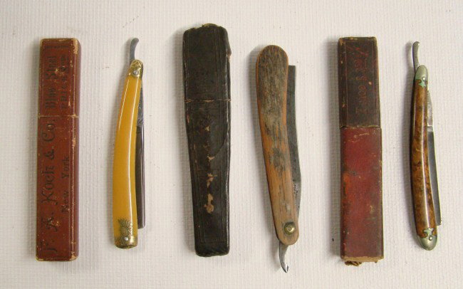 Straight Razors: Lot 3 early straight razors.