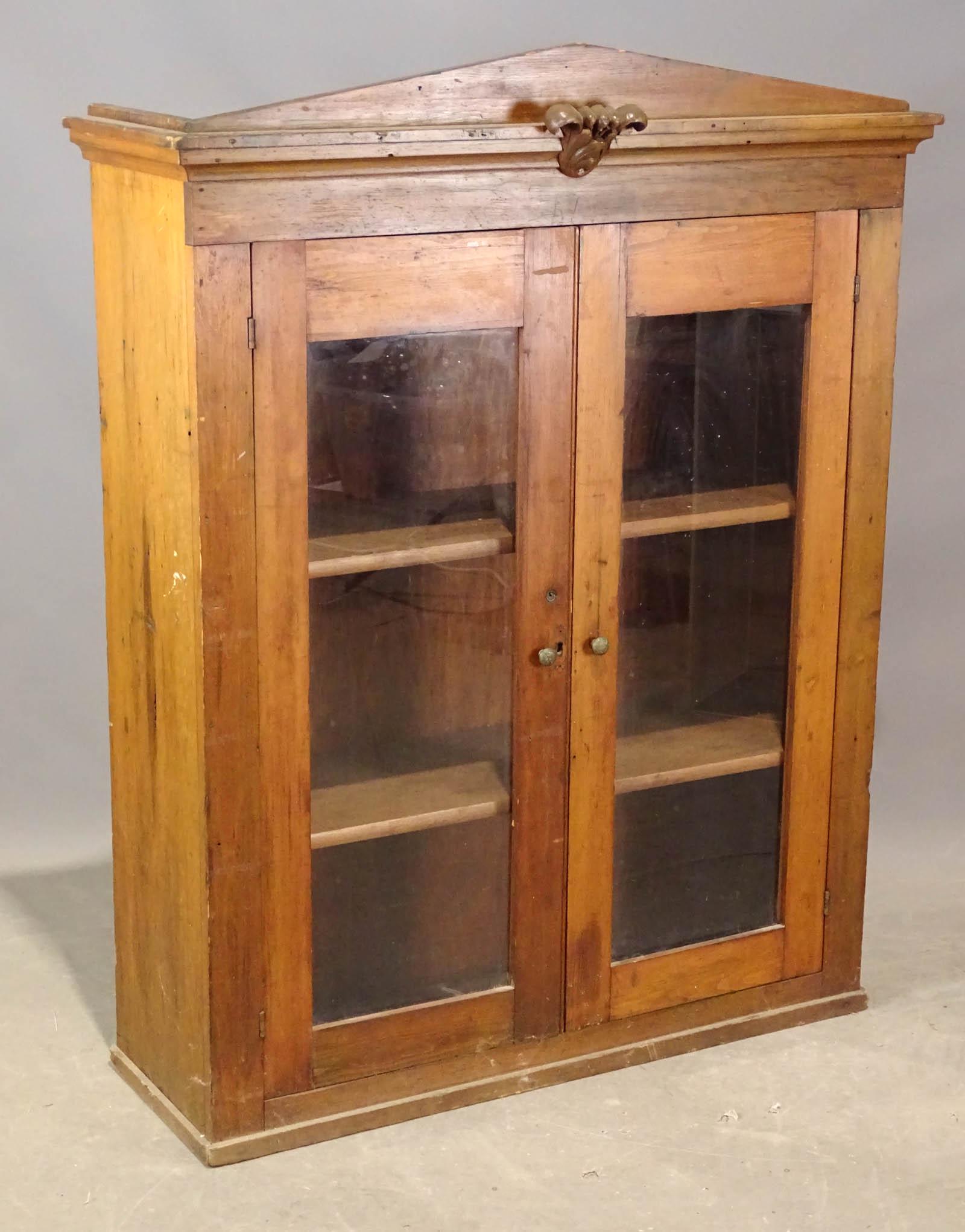Glass Door Cupboard: 19th c. glass door cupboard. 39" x 13" x 51".
