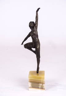 Paul Fairlry (1948-1991): Paul Fairley (1948-1991), bronze dancer "En Pointe". 10" Ht.. Square marble base.