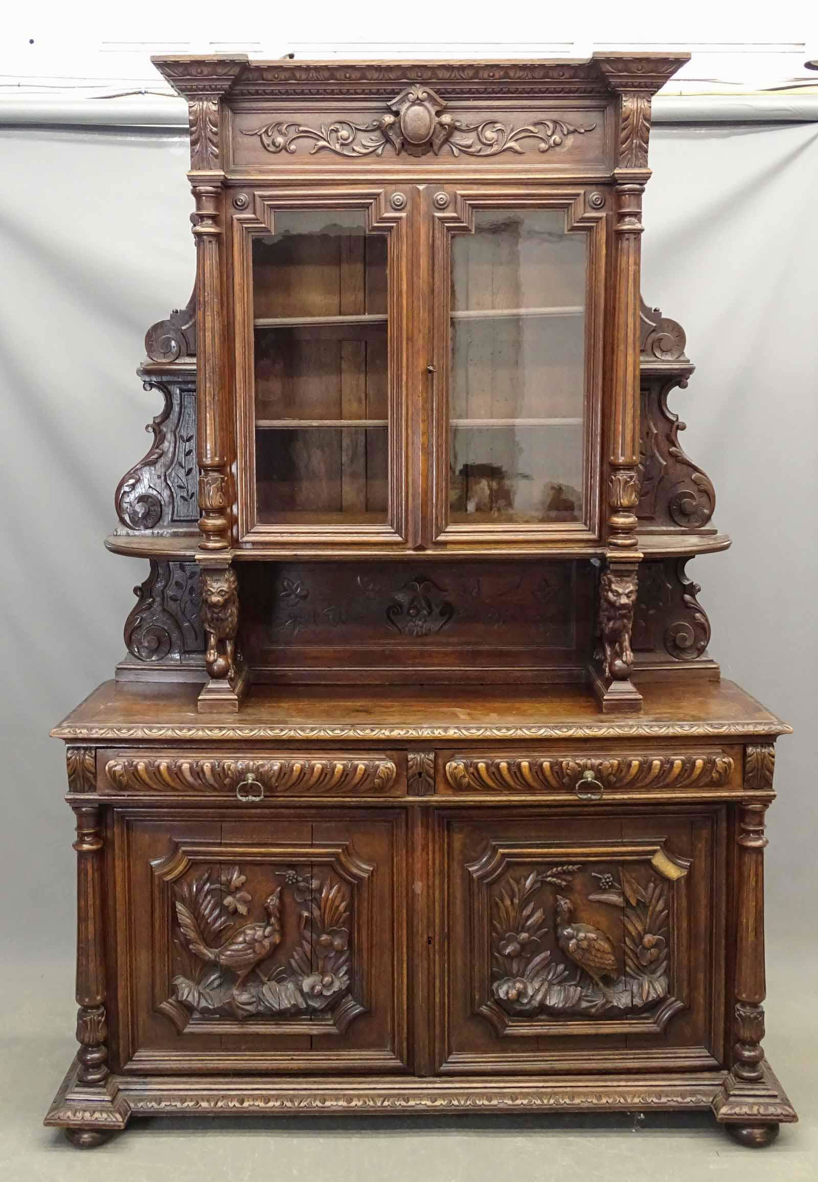 19th c. Carved Oak Server (1 of 8)