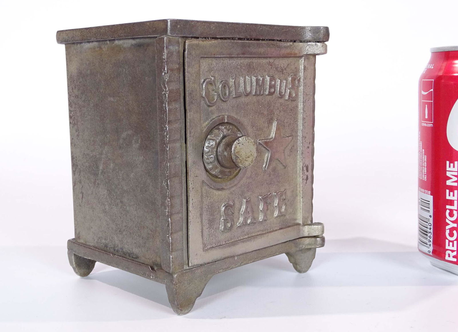 Safe Bank: Still bank, cast iron Columbus Safe bank 5 3/8" Ht. C. 1909 Mfg. Grey Iron Co.