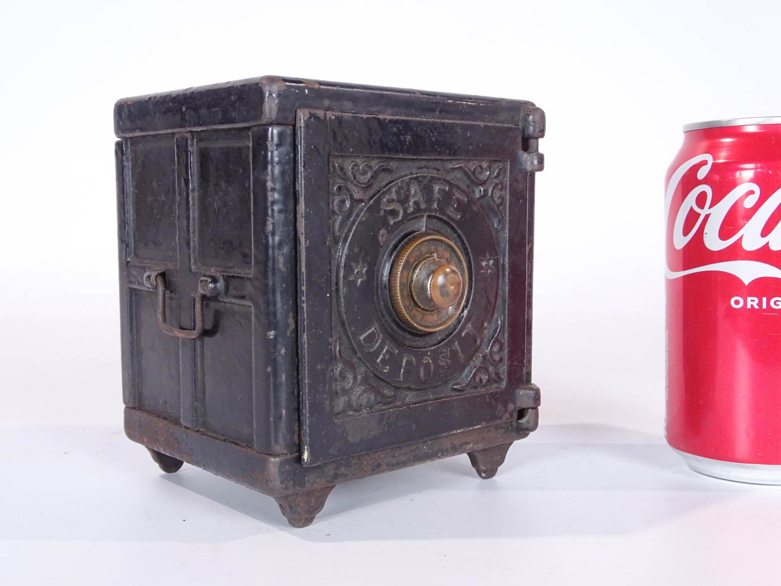Safe Bank: Still bank, cast iron Safe Deposit bank 5 1/4" Ht. C. 1885 Mfg. Hart Co..