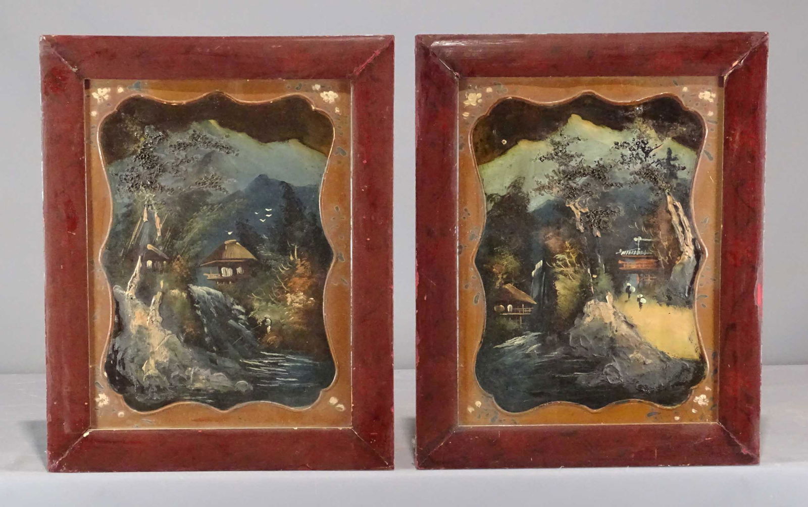 Pair Asian Paintings (1 of 9)
