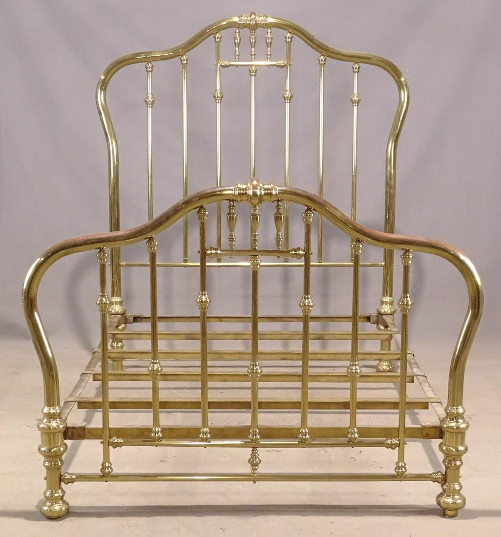 Brass Bed: Brass bed. 55" x 70" (headboard), 74" rails.