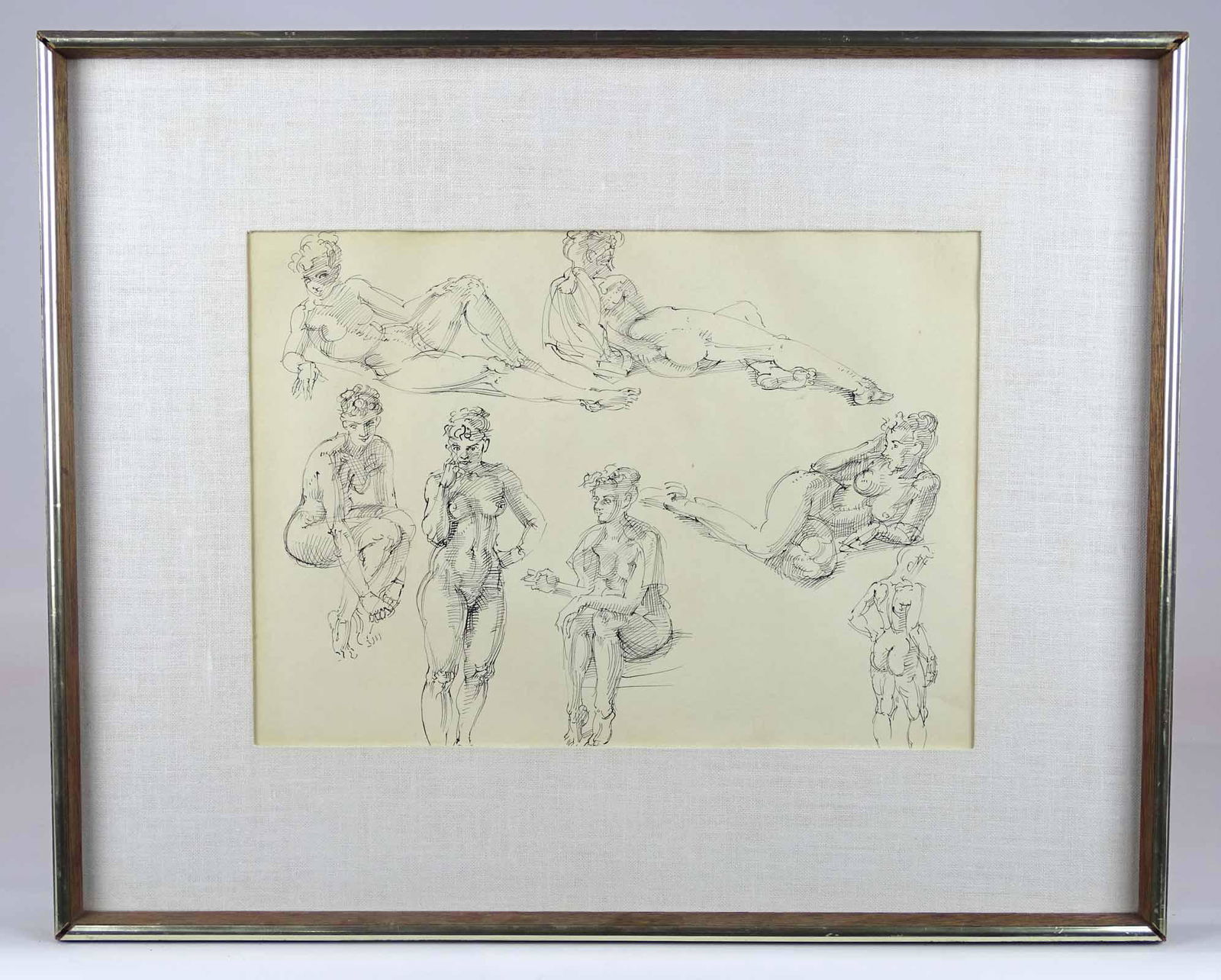Reginald Marsh (1898-1954): Reginald Marsh (1898-1954), female nude studies. Frank Rehn Gallery Gallery stamp verso. Sight 9 1/2" x 13 1/2", overall 16 1/2" x 20 1/2".