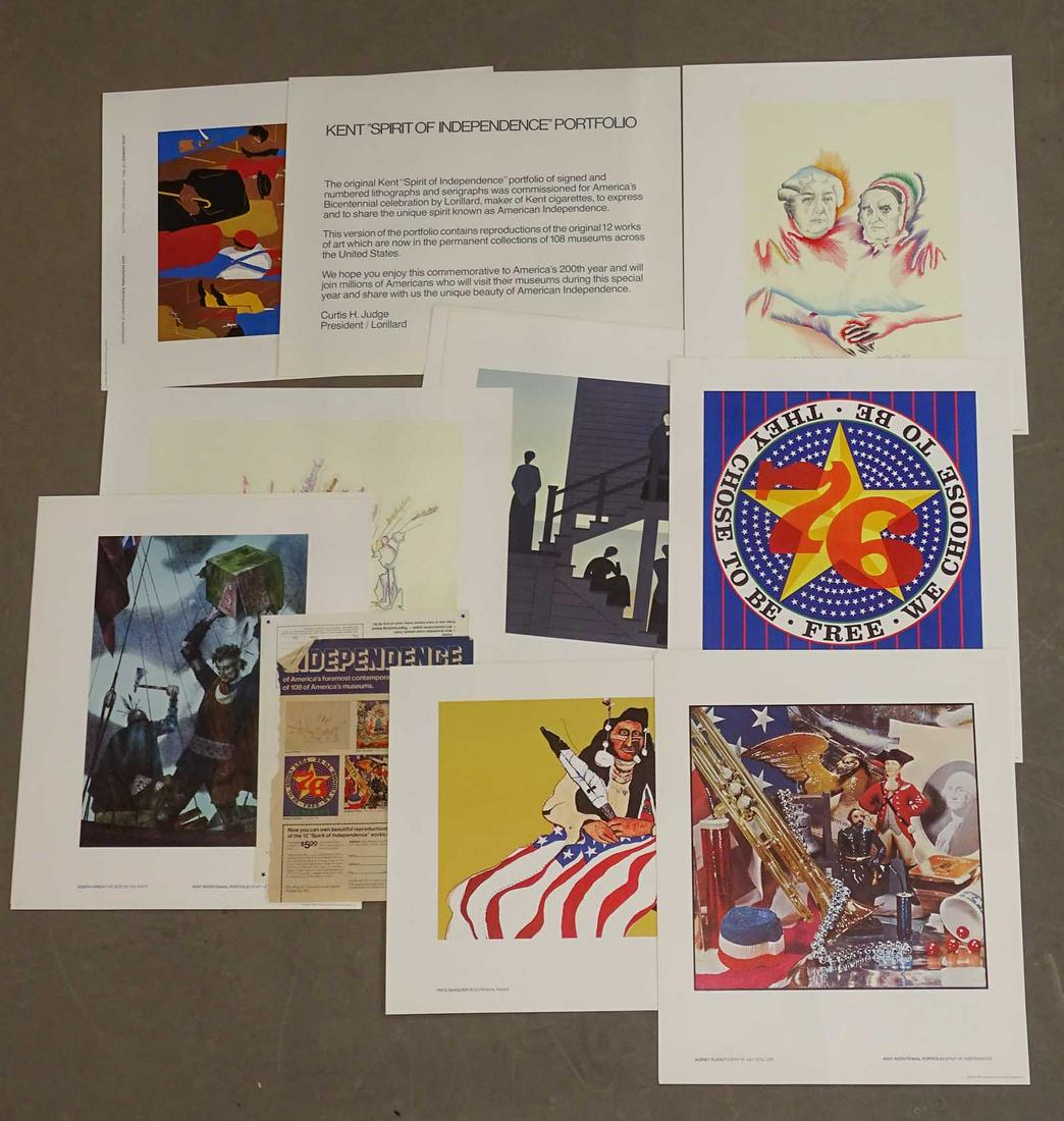 Kent Bicentennial Portfolio: Kent Bicentennial Portfolio. Includes (12) prints and cover. Published by Lorillard, A Division of Loews Theaters Inc., New York. Each 14" x 17" (sheet).