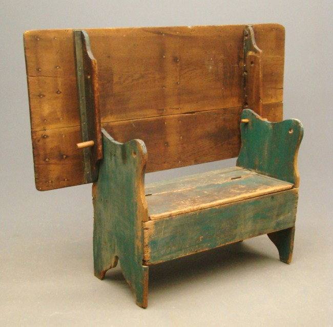 Hutch Table: 19th c. hutch table in old blue paint. 27 1/4" x 60", 29" Ht.