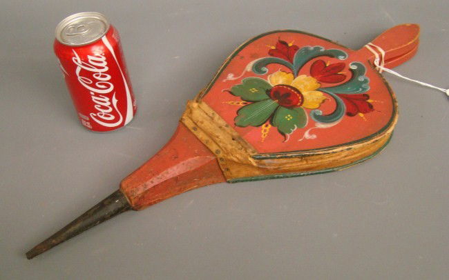 19th c. Painted Bellows: 19th c. paint decorated bellows. 20" Length.