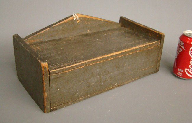 19th c. Candlebox: 19th c. candlebox in original grey paint. 13 1/2" W 5 3/4" Ht.