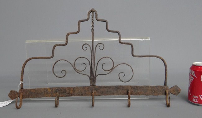 Hook Rack: Blacksmith made iron hook rack. 14" x 11".
