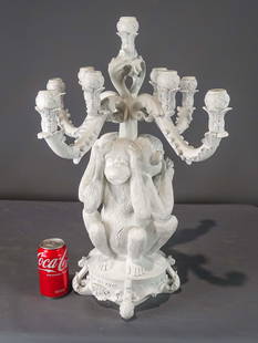 Monkey Candelabra: Composition decorative Monkey candelabra. 24" Ht..