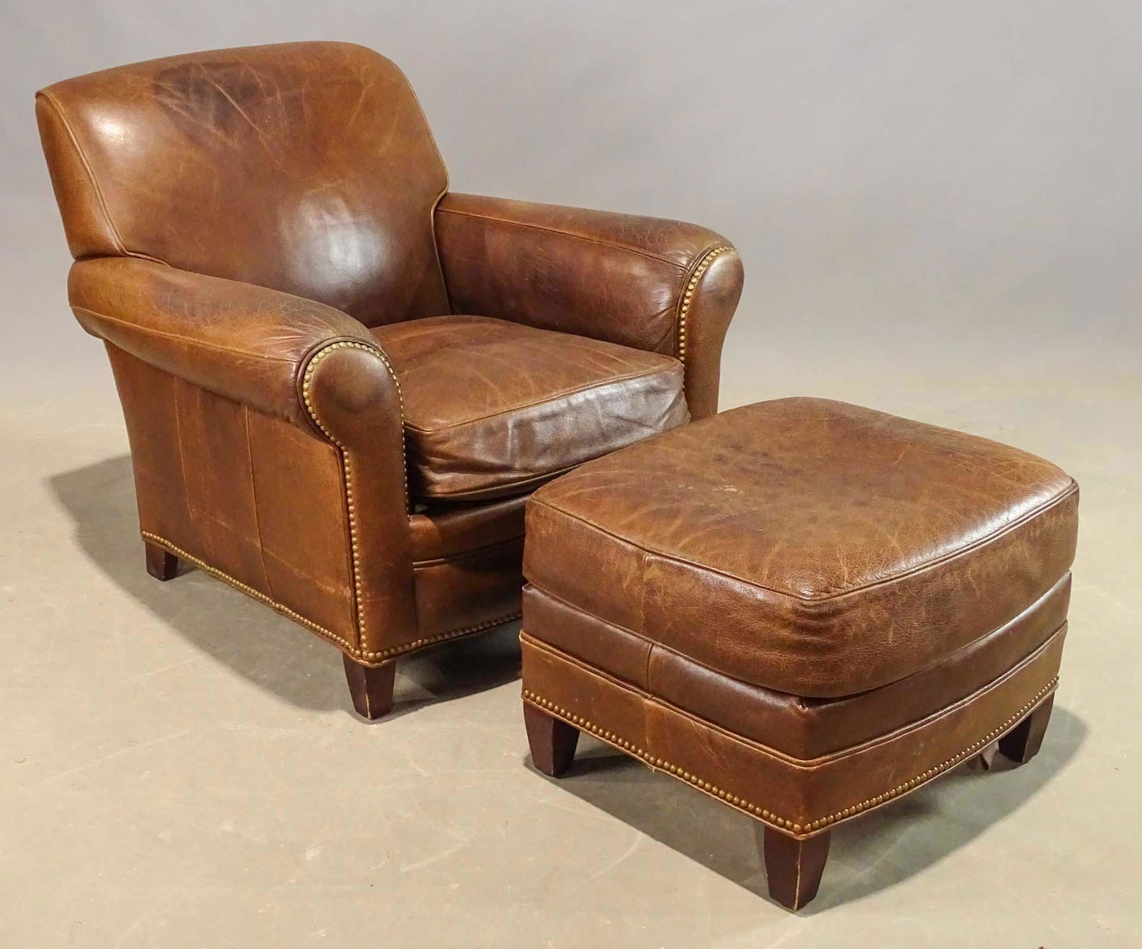 Leather Club Chair & Ottoman