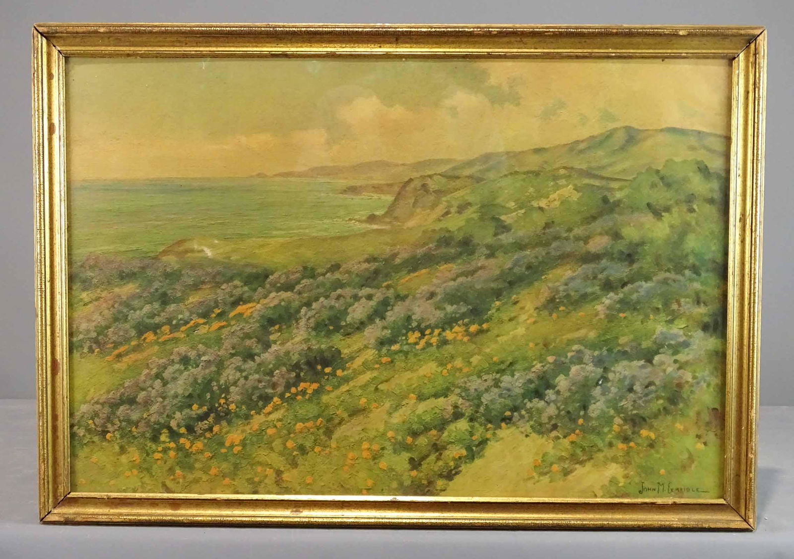 California Landscape Print: John Marshall Gamble (1863-1957). Landscape, California. Color process print, circa 1920s. Signed in the matrix lower right.. Sight 19 1/2" x 29 1/2", overall 22 1/2" x 32 1/2".