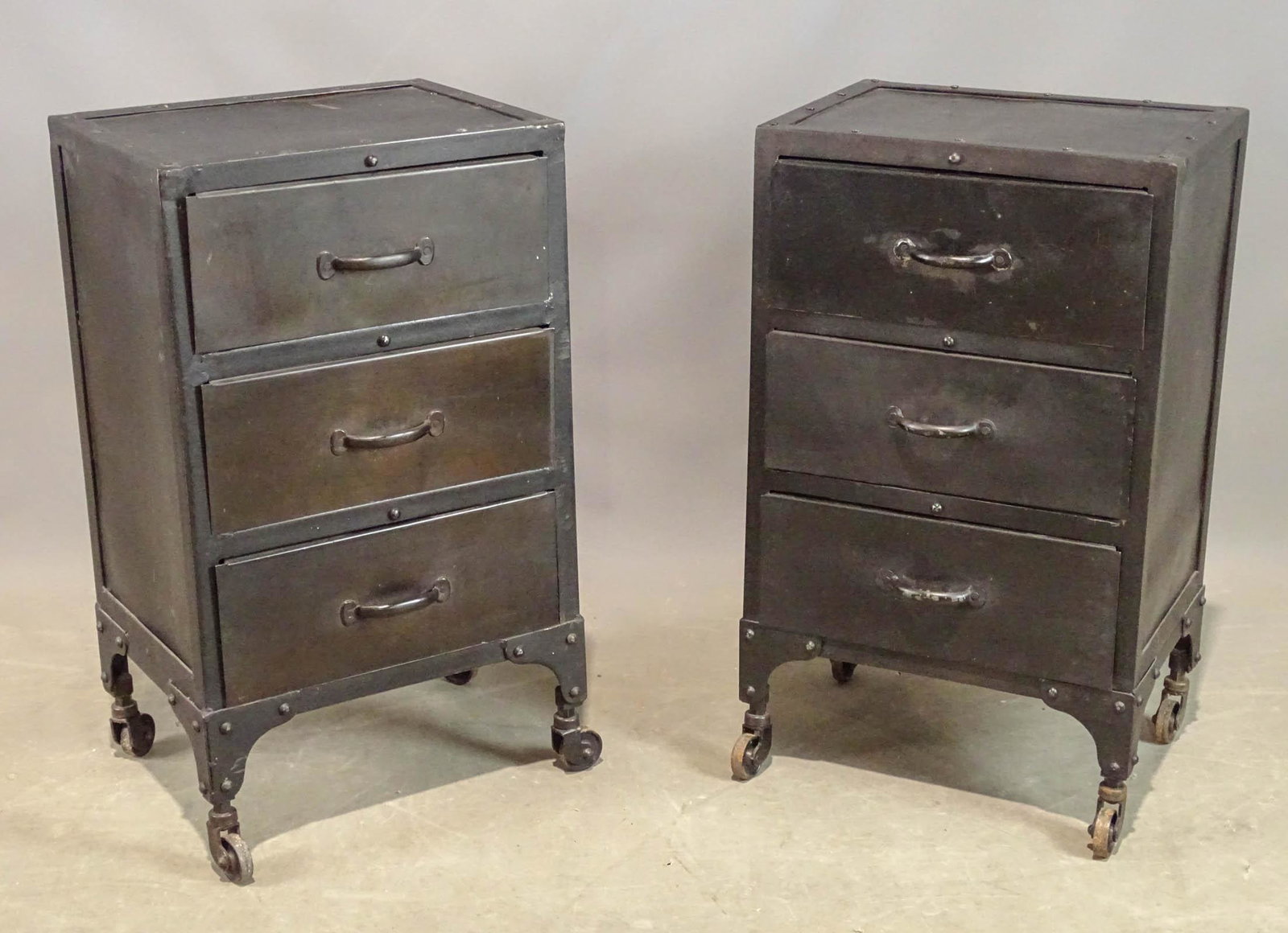 Pair of Industrial Cabinets: Pair of Industrial cabinets. 16" x 12" x 26".