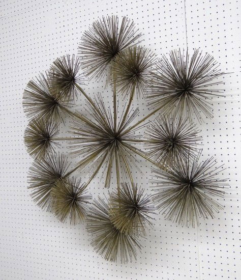 Mid Century Curtis Jere Sculpture: Signed and dated "Curtis Jere 1979" Pom Pom sculpture. Approx. 38" x 42".