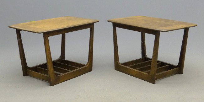 Mid Century Coffee Tables: Pair Mid Century coffee tables. Tops 20" x 30", 20 1/2" Ht.
