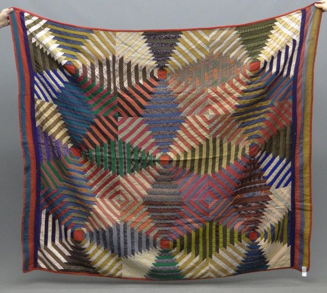Quilt: 19th c. log cabin quilt. 68" x 72".