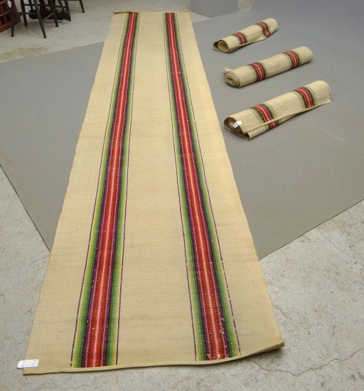 Rag Rugs: Lot 4 early matching rag rug runners.(2) 14' 3", (1) 14' 6" (1) 14'.