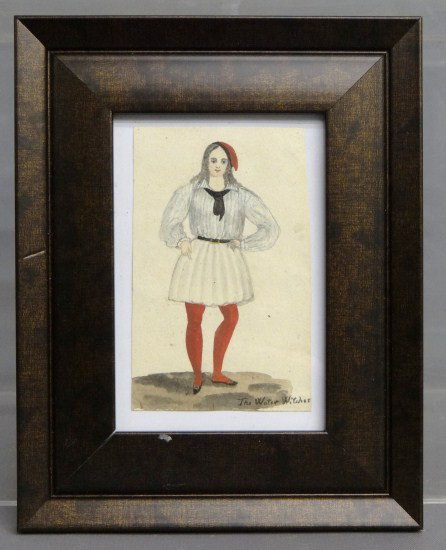 Watercolor Attr. To C. Shoettel: Watercolor from a play "The Water Witches" (C. 1840). Attributed to N.Y.C. folk artist Charles Shoettel. Site